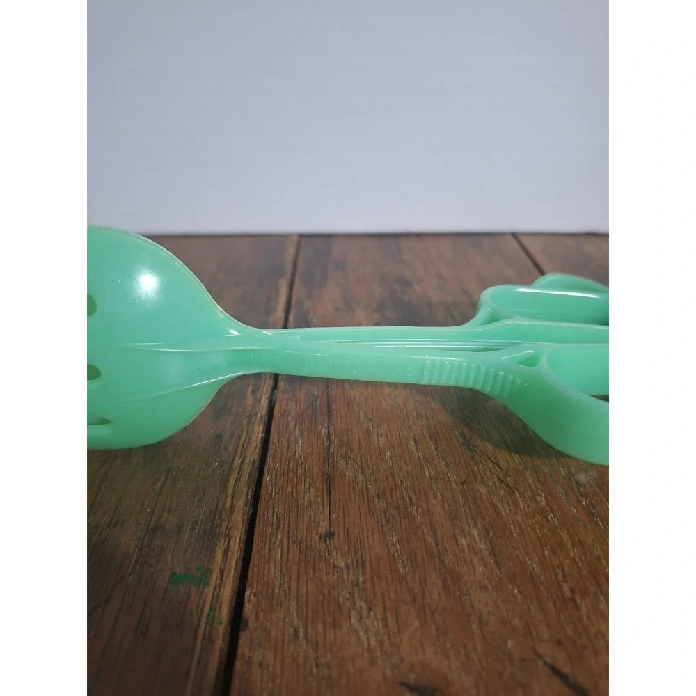 Vintage Tupperware Salad Tongs Mint Green Seafoam 2-in-1 Serving‎ Spoon Fork